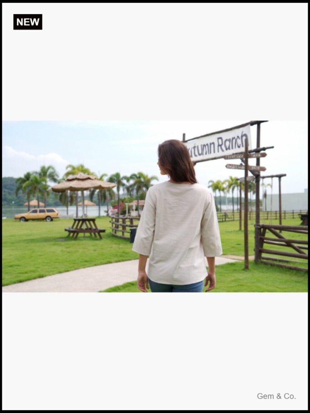 3/4 Sleeve Cotton Linen V-Neck Lace Blouse Loose Fit Boho Tunic Top - Picture 7 of 7